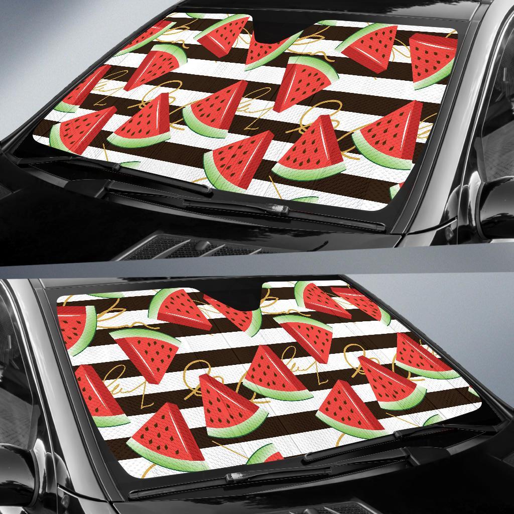 Piece Watermelon Stripe Black Pattern Print Car Sun Shade-grizzshop