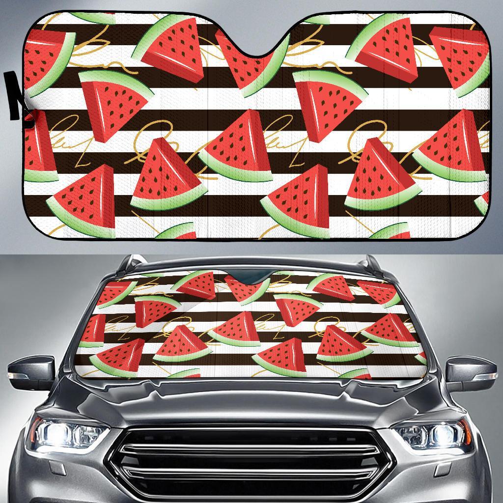 Piece Watermelon Stripe Black Pattern Print Car Sun Shade-grizzshop