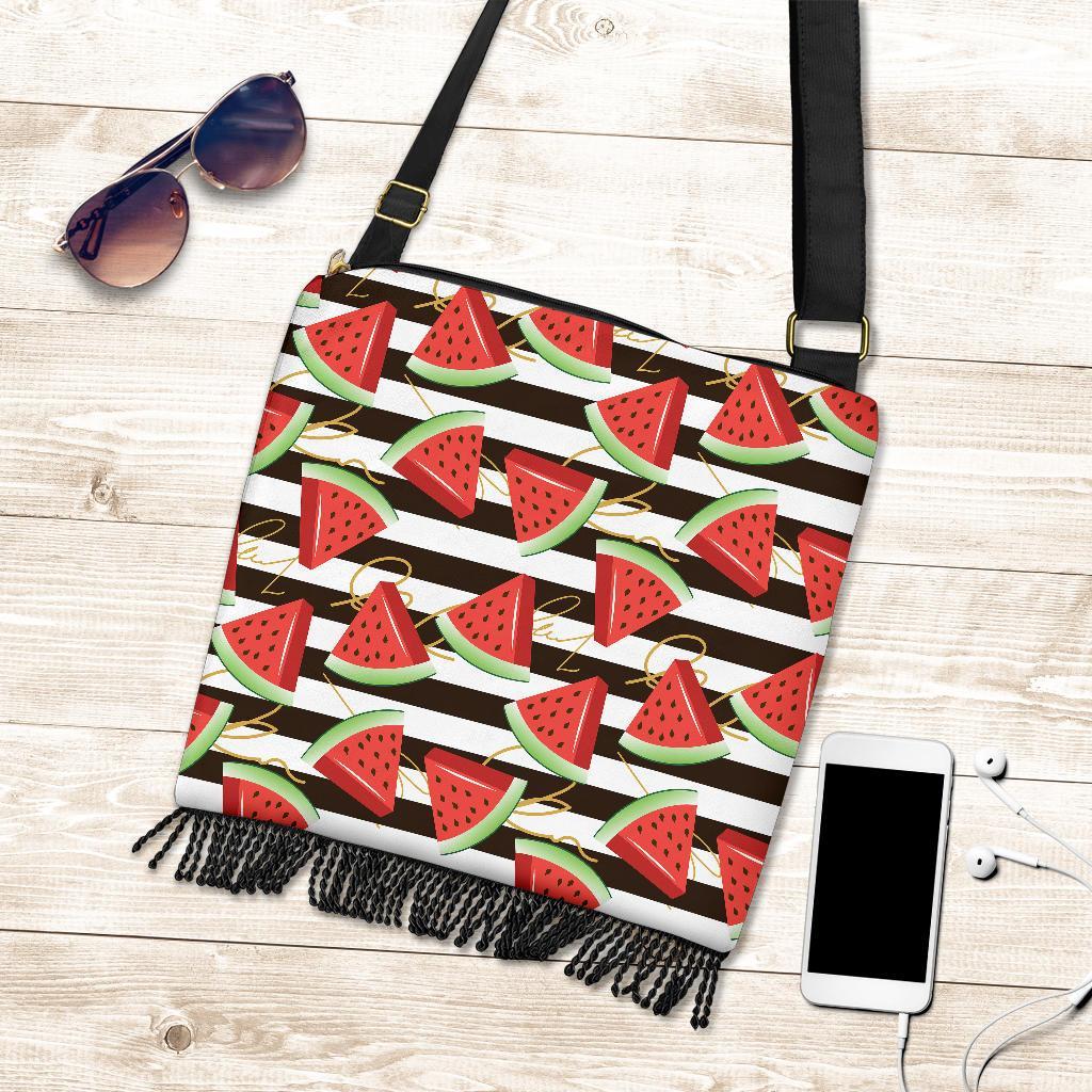 Piece Watermelon Stripe Black Pattern Print Crossbody Bags-grizzshop