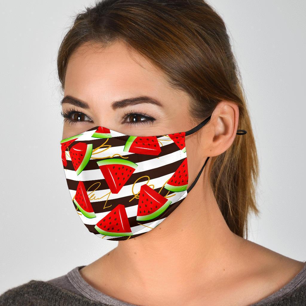 Piece Watermelon Stripe Black Pattern Print Face Mask-grizzshop