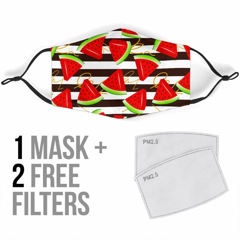 Piece Watermelon Stripe Black Pattern Print Face Mask-grizzshop