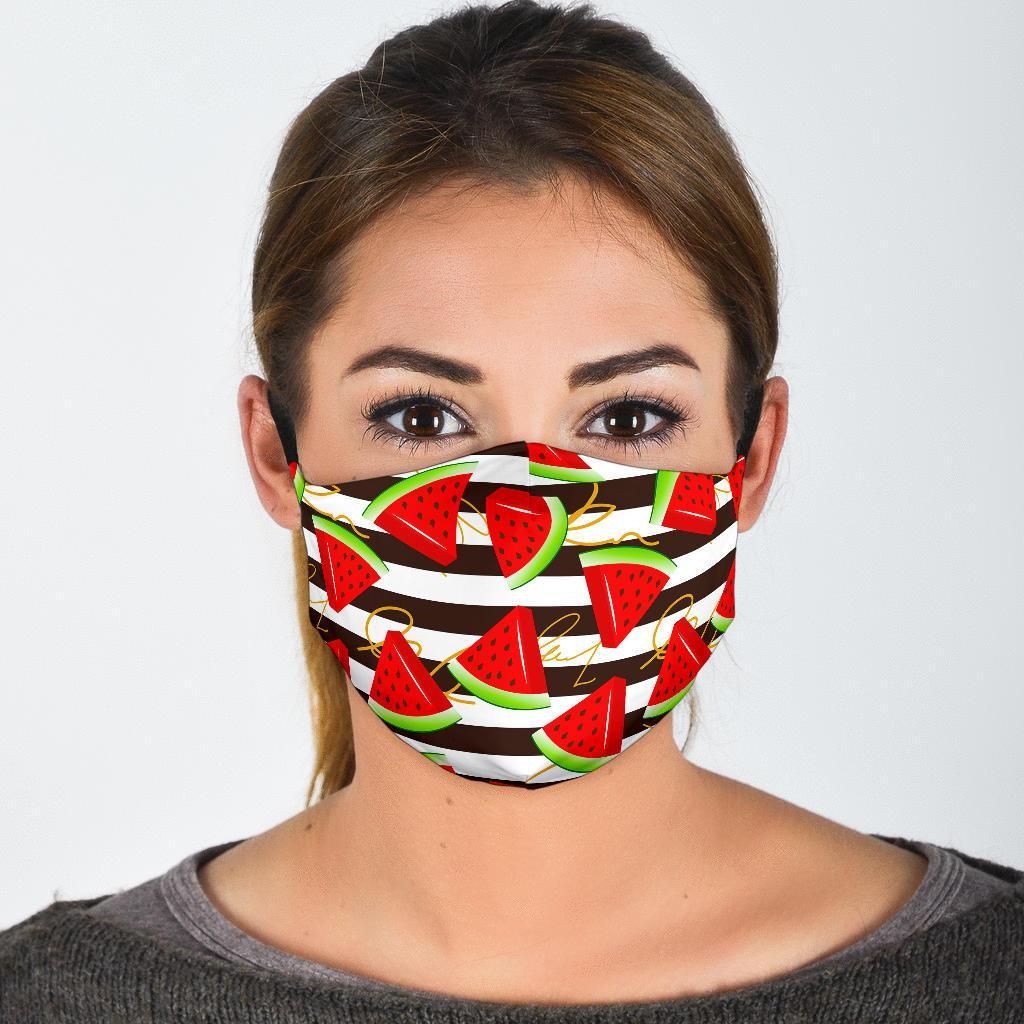 Piece Watermelon Stripe Black Pattern Print Face Mask-grizzshop