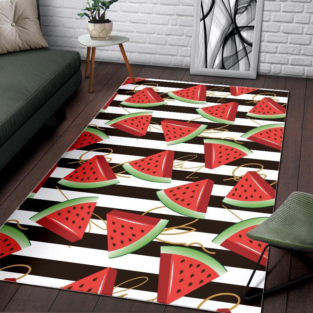 Piece Watermelon Stripe Black Pattern Print Floor Mat-grizzshop