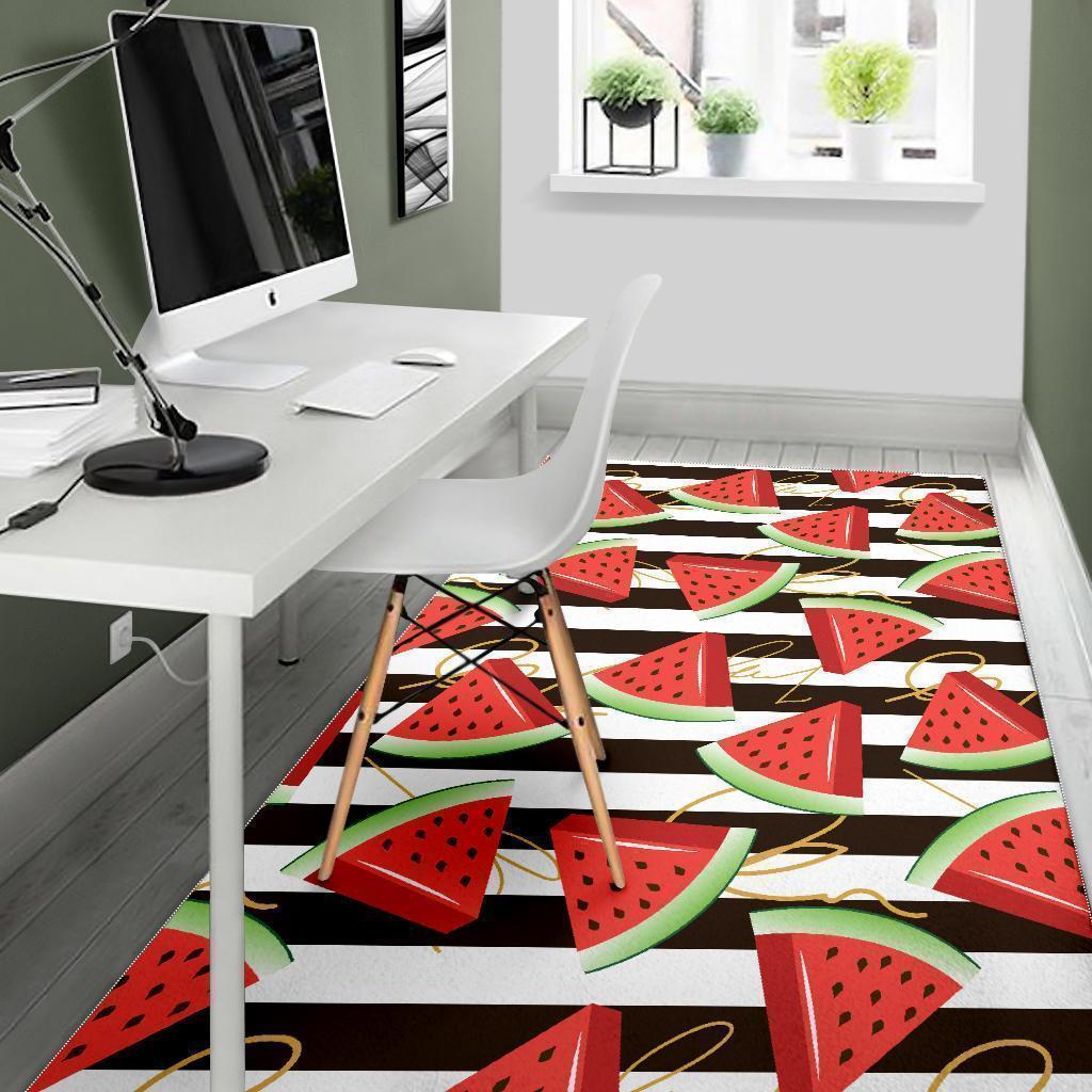 Piece Watermelon Stripe Black Pattern Print Floor Mat-grizzshop