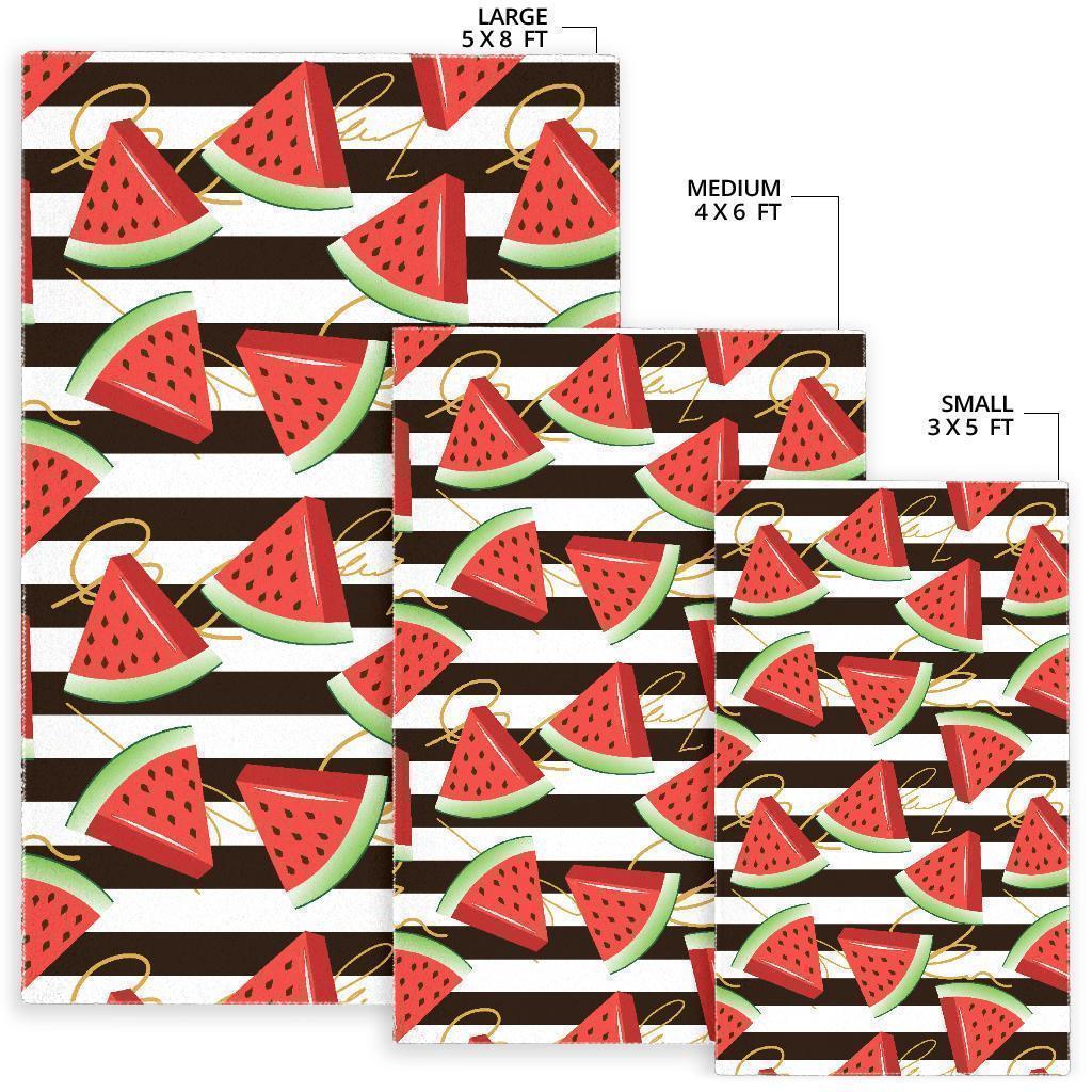 Piece Watermelon Stripe Black Pattern Print Floor Mat-grizzshop