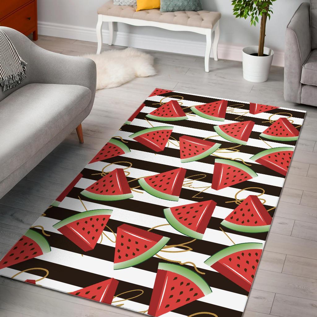 Piece Watermelon Stripe Black Pattern Print Floor Mat-grizzshop