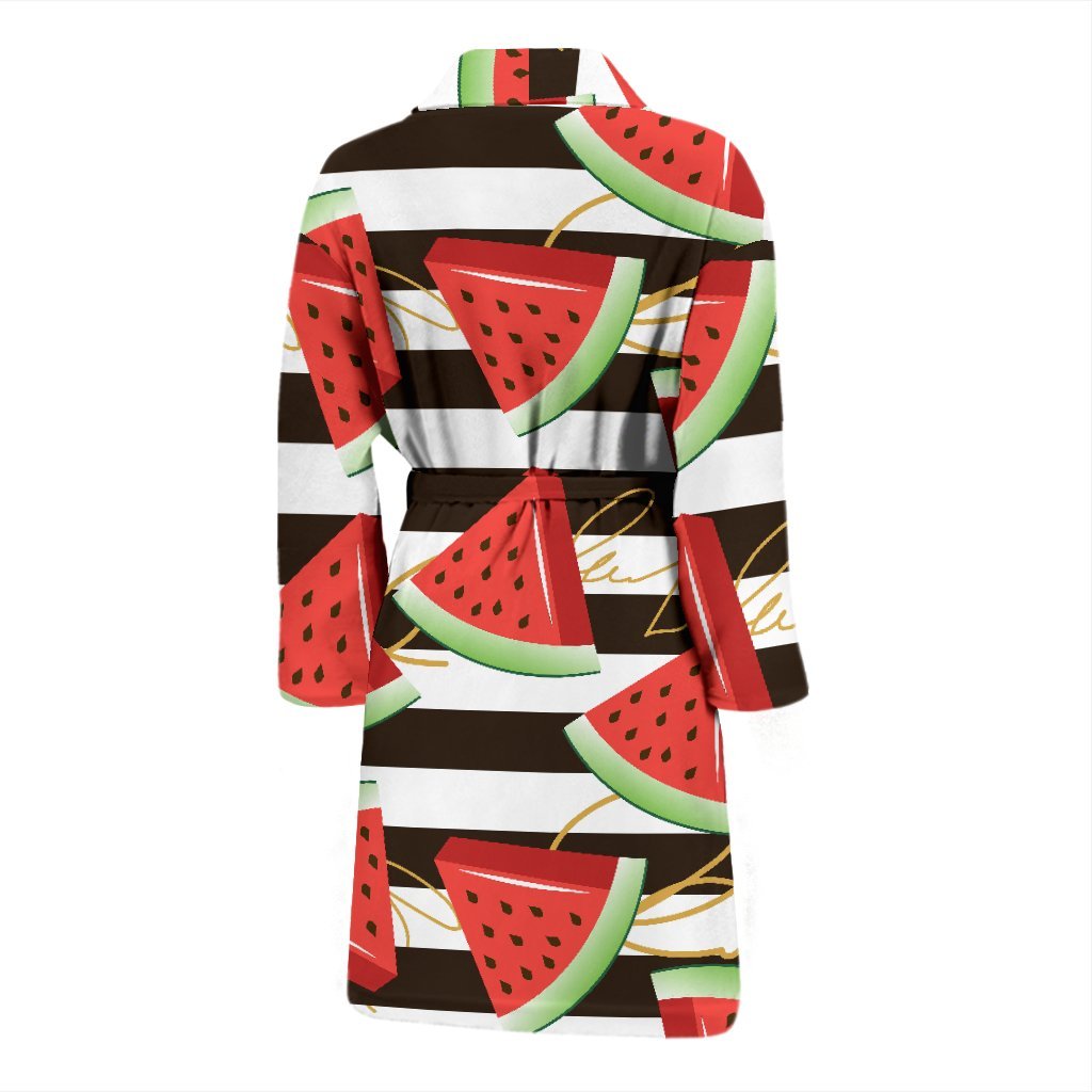 Piece Watermelon Stripe Black Pattern Print Men Long Robe-grizzshop