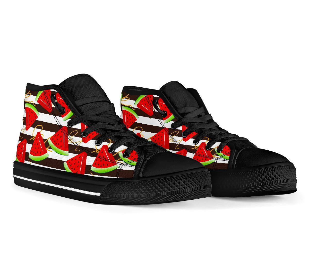 Piece Watermelon Stripe Black Pattern Print Men Women's High Top Shoes-grizzshop