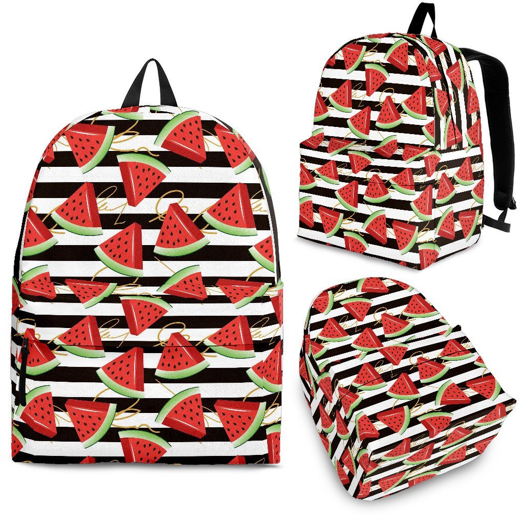 Piece Watermelon Stripe Black Pattern Print Premium Backpack-grizzshop