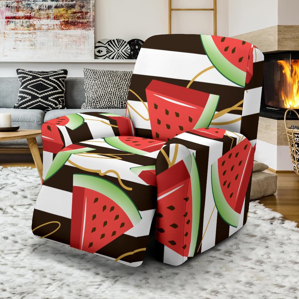 Piece Watermelon Stripe Black Pattern Print Recliner Cover-grizzshop