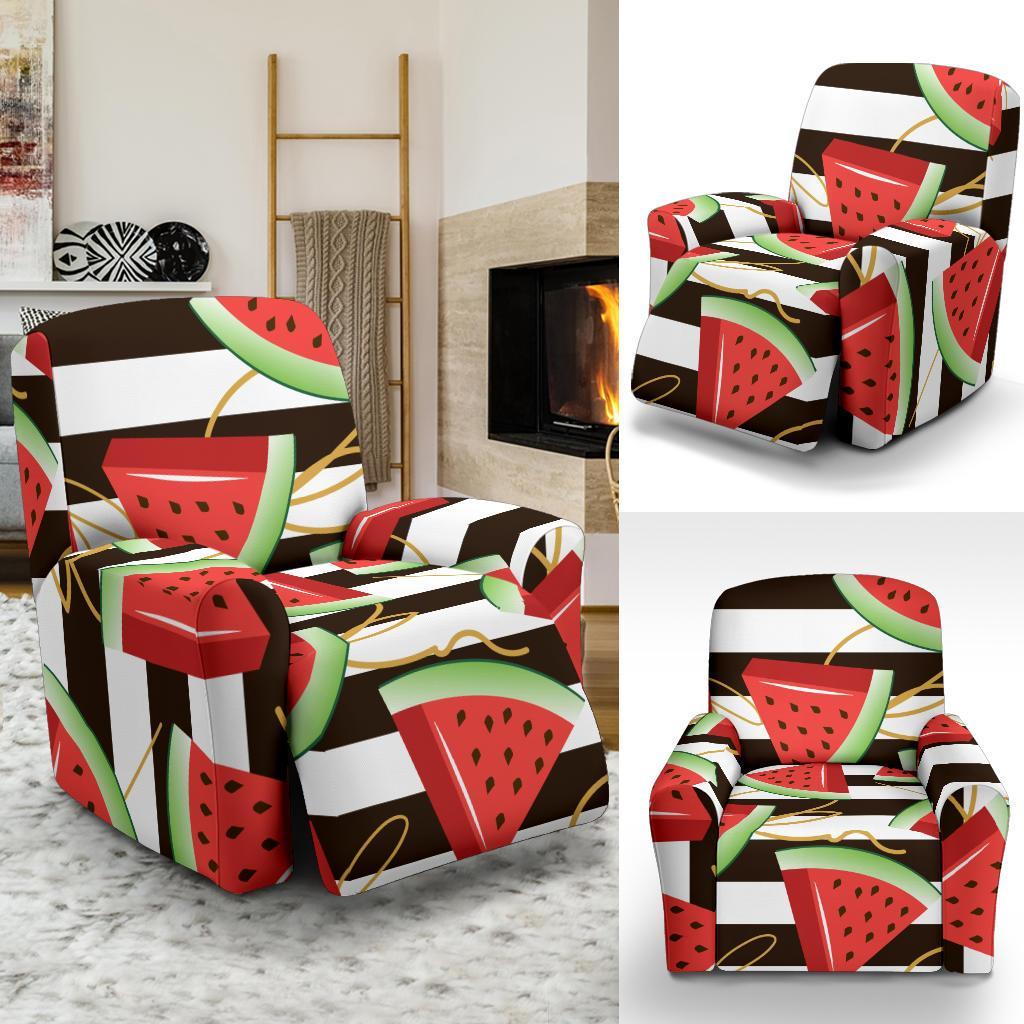 Piece Watermelon Stripe Black Pattern Print Recliner Cover-grizzshop