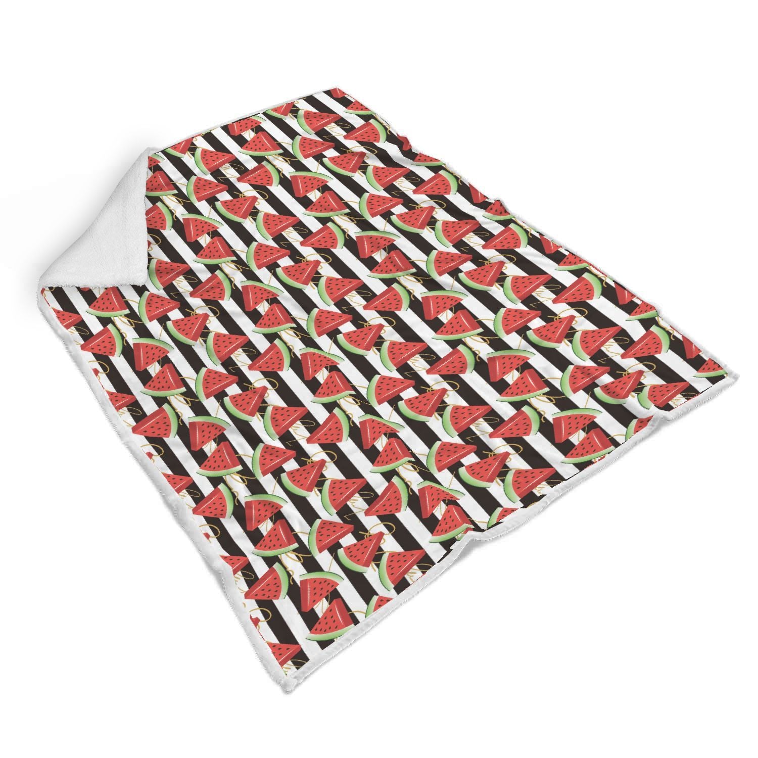 Piece Watermelon Stripe Black Pattern Print Throw Blanket-grizzshop