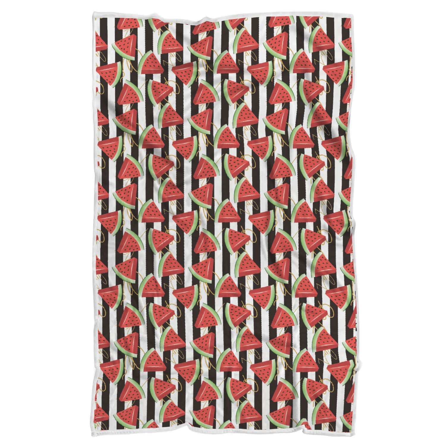 Piece Watermelon Stripe Black Pattern Print Throw Blanket-grizzshop