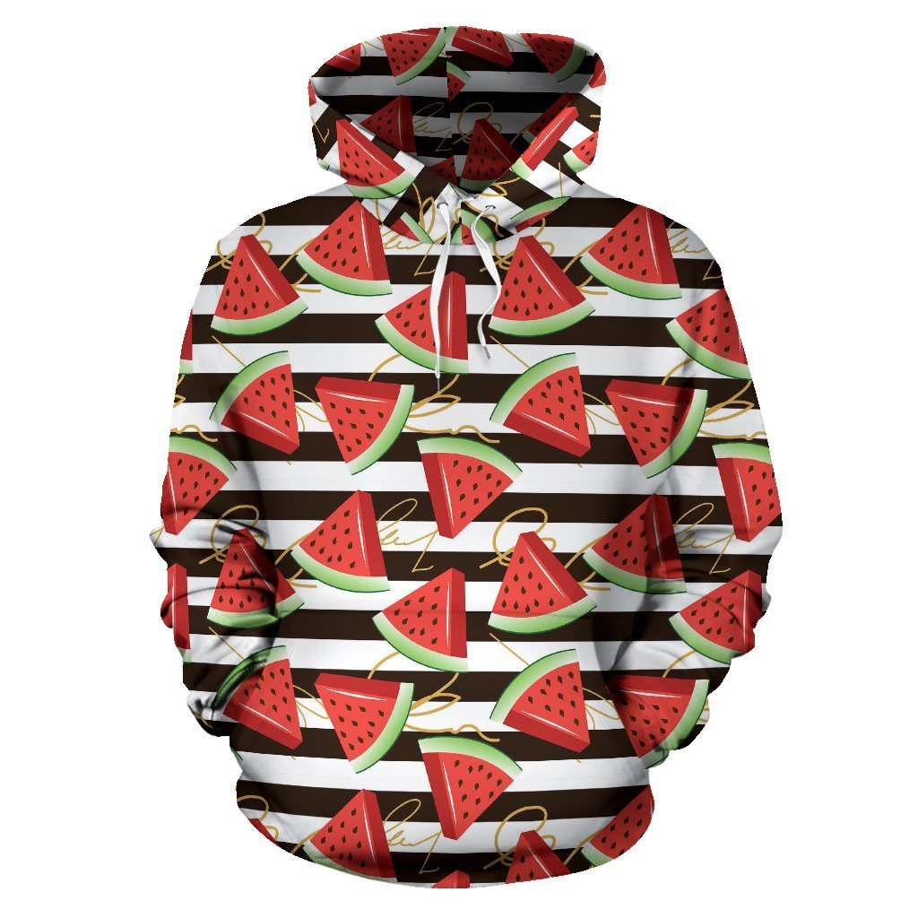 Piece Watermelon Stripe Black Pattern Print Women Men Pullover Hoodie-grizzshop