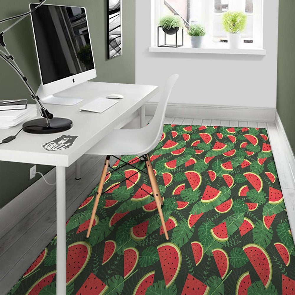 Pieces Leaf Watermelon Print Pattern Floor Mat-grizzshop