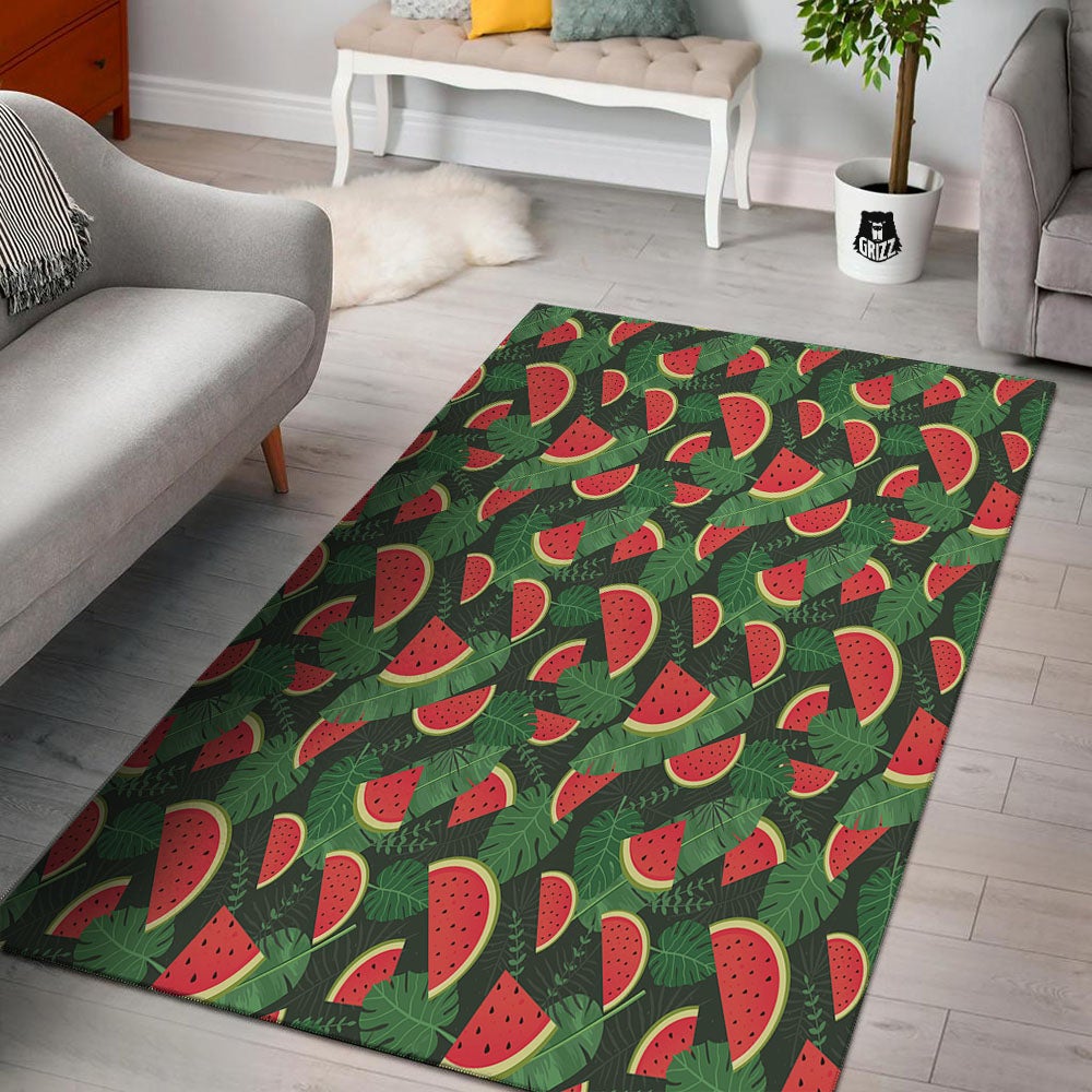 Pieces Leaf Watermelon Print Pattern Floor Mat-grizzshop