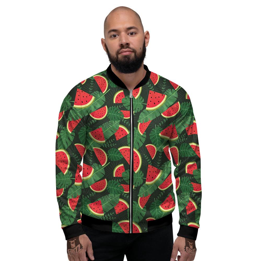 Pieces Leaf Watermelon Print Pattern Men's Bomber Jacket-grizzshop