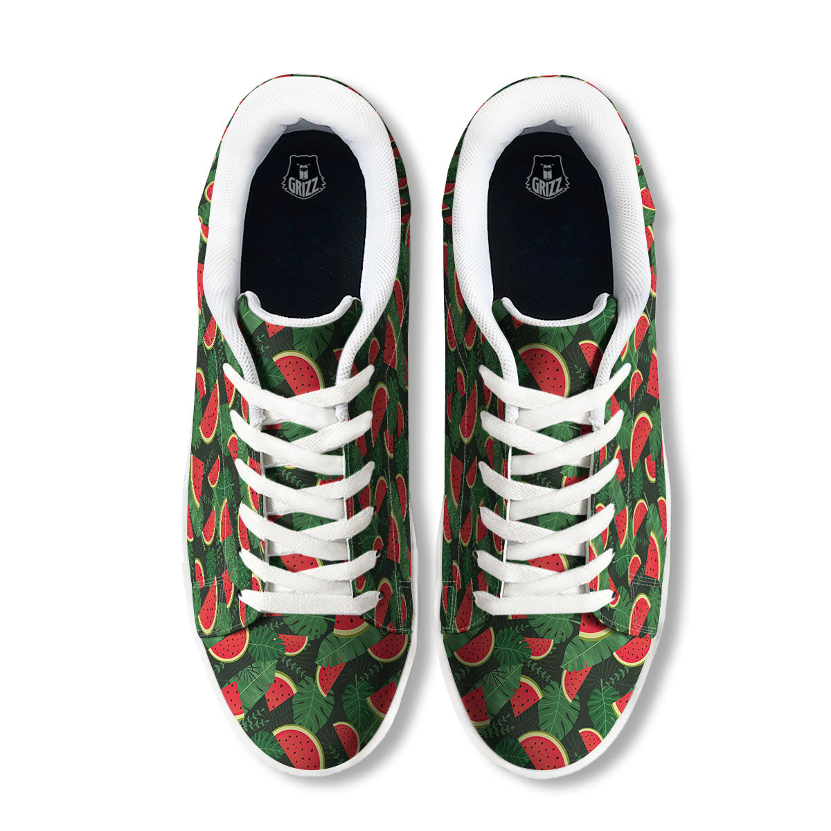 Pieces Leaf Watermelon Print Pattern White Low Top Sneakers-grizzshop