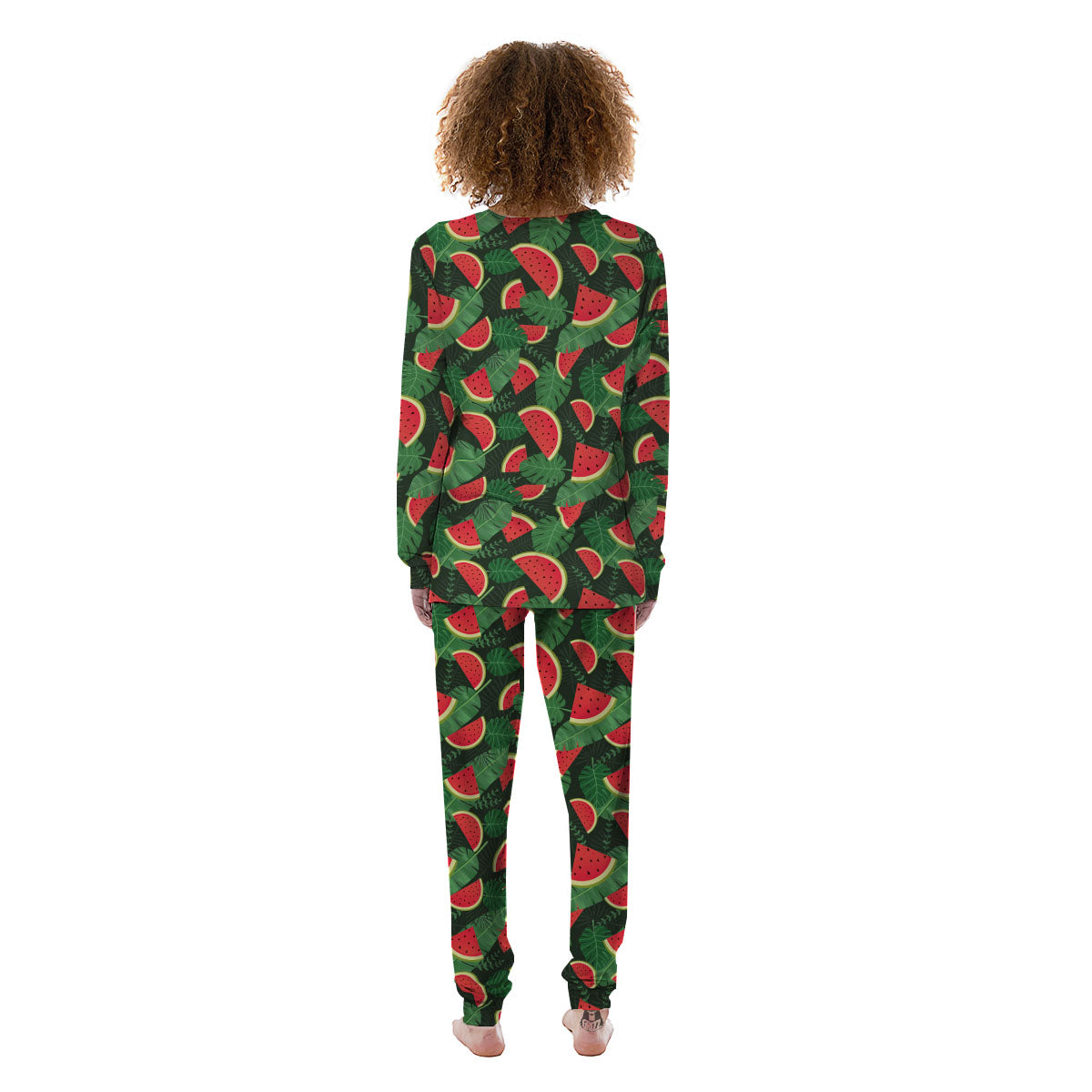 Pieces Leaf Watermelon Print Pattern Women's Pajamas-grizzshop
