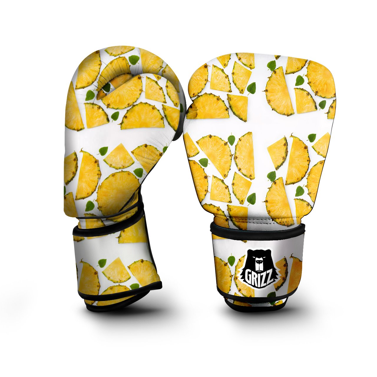 Pieces Pineapple Yellow Print Pattern Boxing Gloves-grizzshop