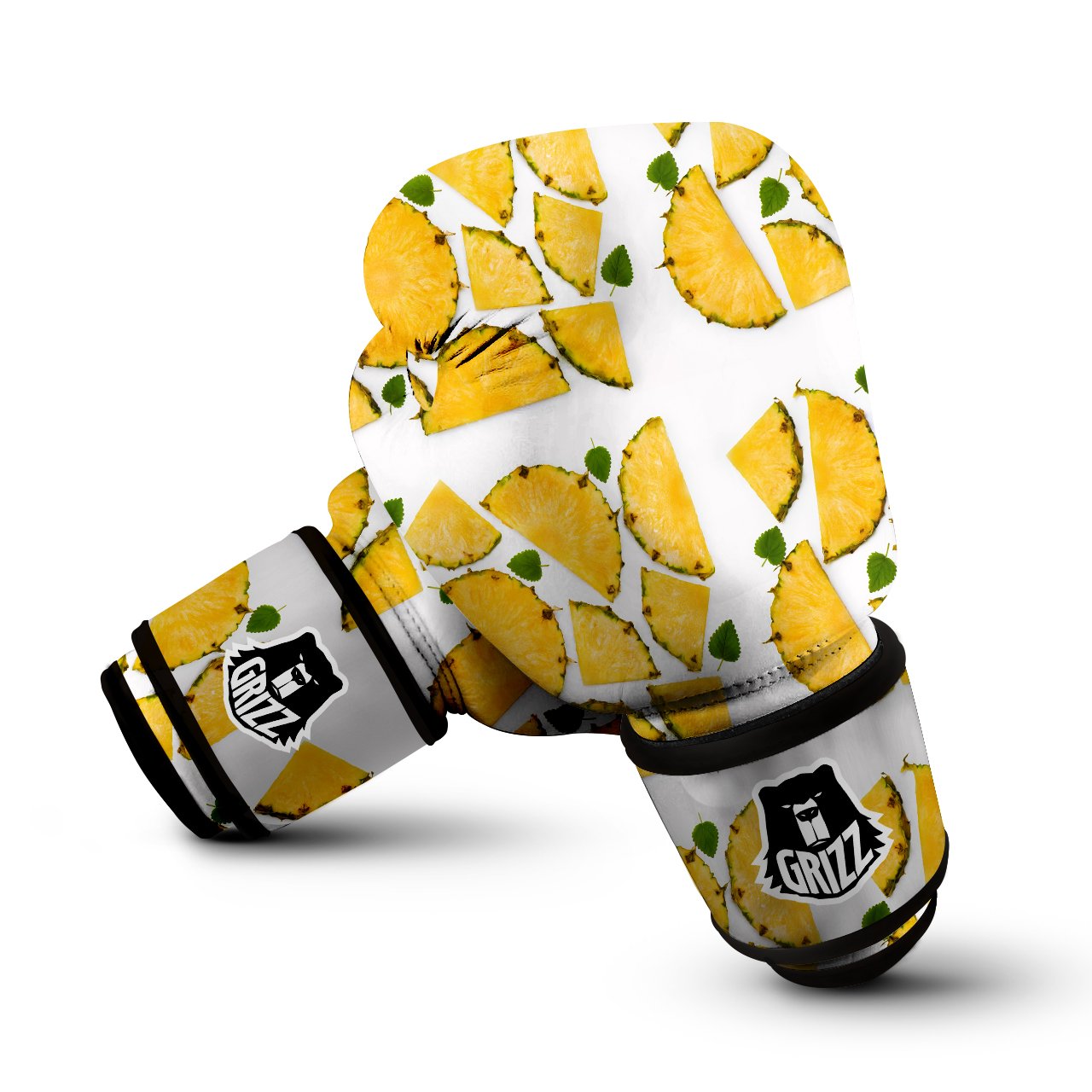 Pieces Pineapple Yellow Print Pattern Boxing Gloves-grizzshop