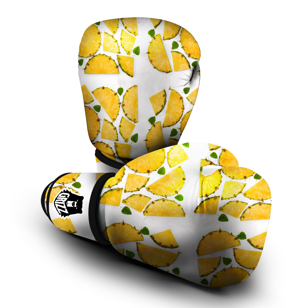 Pieces Pineapple Yellow Print Pattern Boxing Gloves-grizzshop