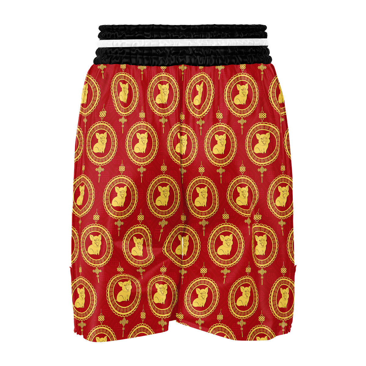 Pig And Chinese New Year Print Pattern Boxing Shorts-grizzshop