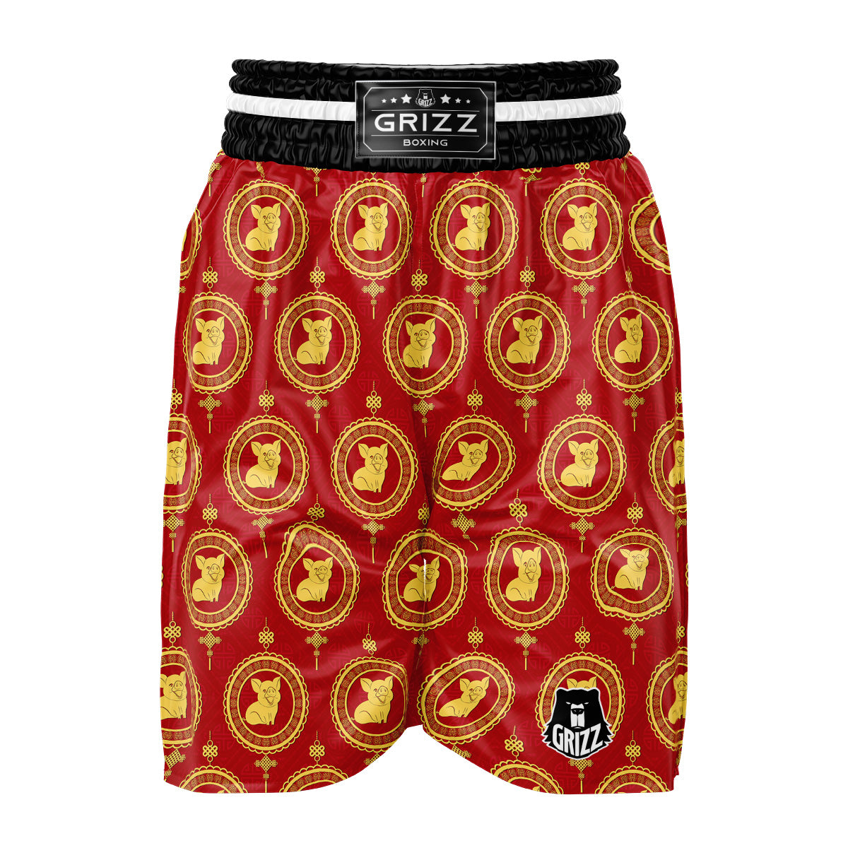 Pig And Chinese New Year Print Pattern Boxing Shorts-grizzshop