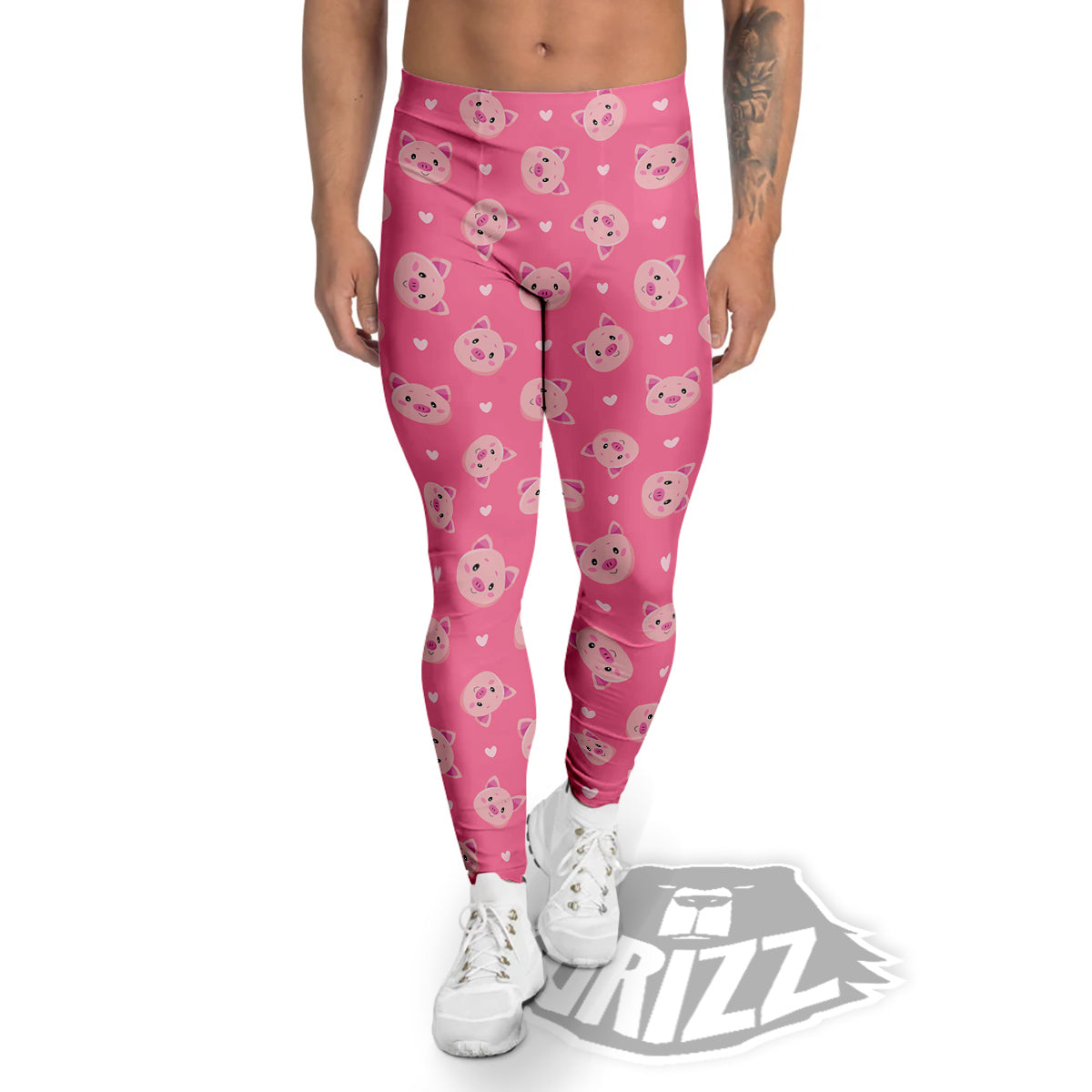 Pig Cute Cartoon Print Pattern Men's Leggings-grizzshop