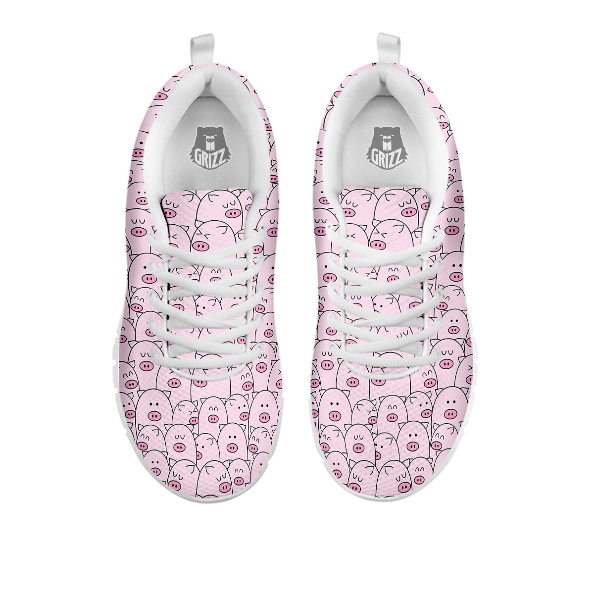 Pig Cute Pink Print Pattern White Sneaker-grizzshop