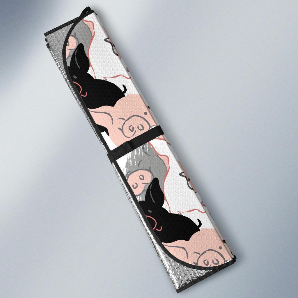 Pig Hand Drawn Pattern Print Car Sun Shade-grizzshop