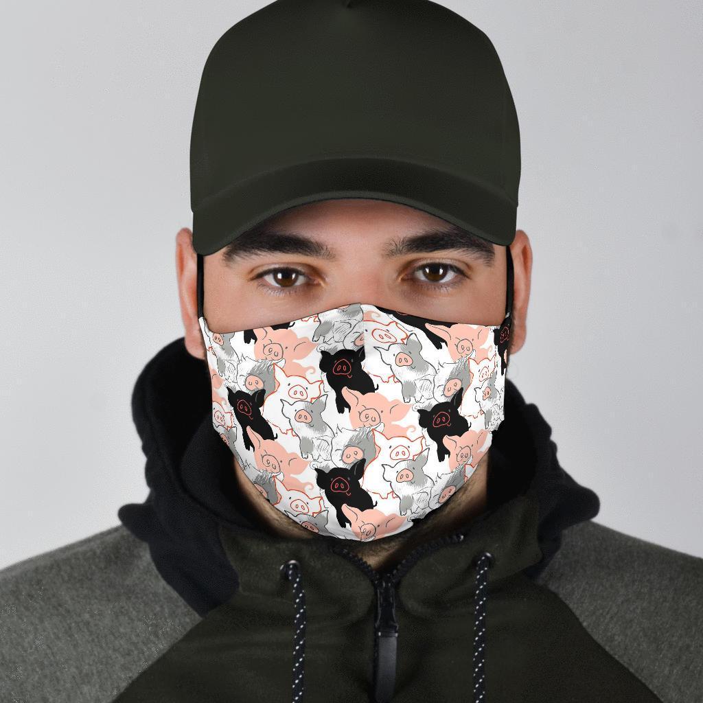 Pig Hand Drawn Pattern Print Face Mask-grizzshop