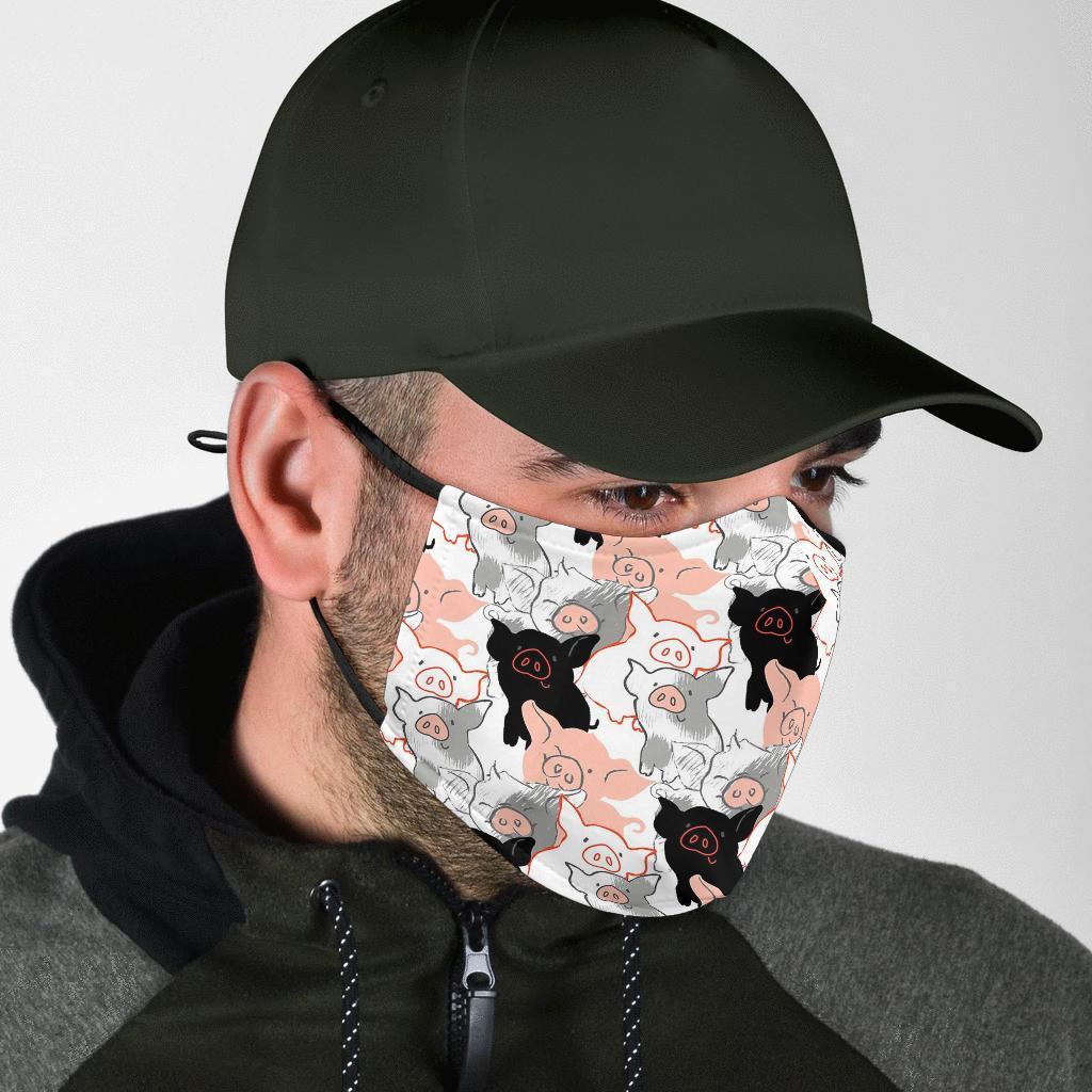 Pig Hand Drawn Pattern Print Face Mask-grizzshop