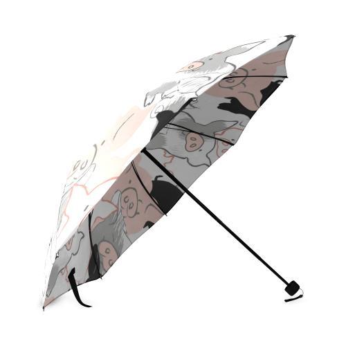 Pig Hand Drawn Pattern Print Foldable Umbrella-grizzshop