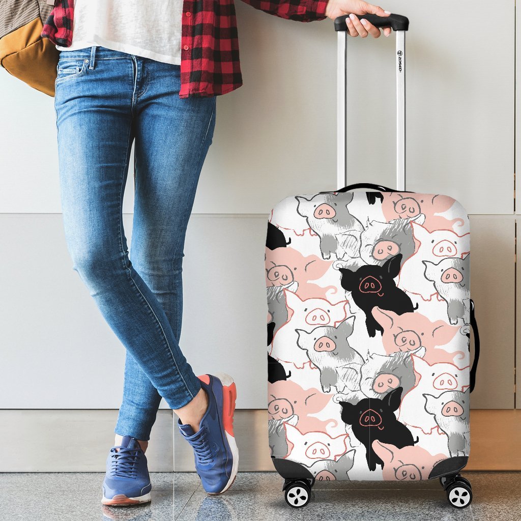 Pig Hand Drawn Pattern Print Luggage Cover Protector-grizzshop