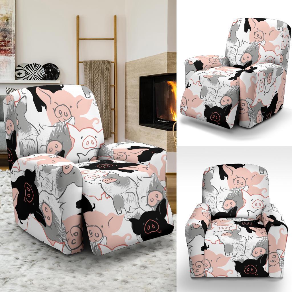 Pig Hand Drawn Pattern Print Recliner Cover-grizzshop