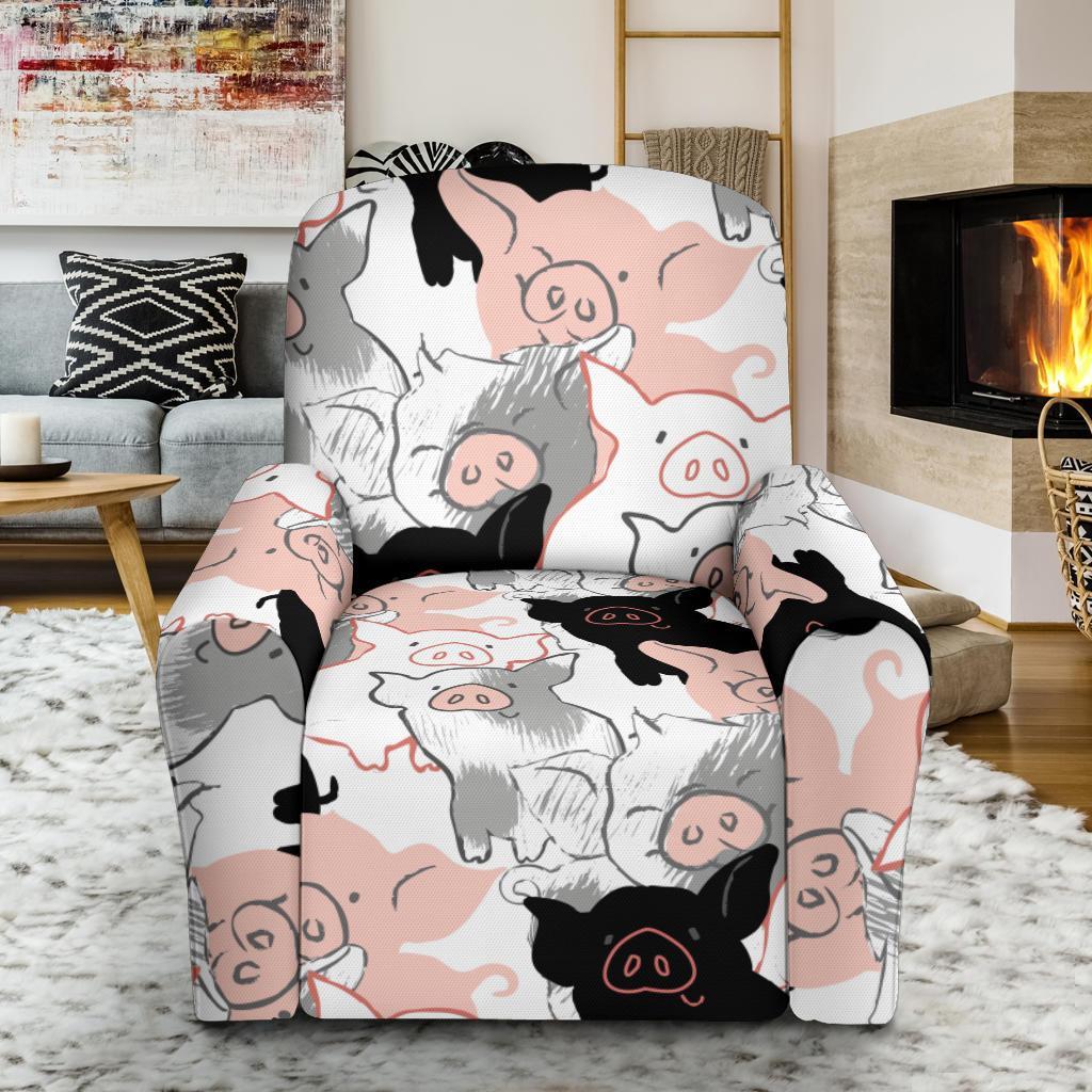 Pig Hand Drawn Pattern Print Recliner Cover-grizzshop