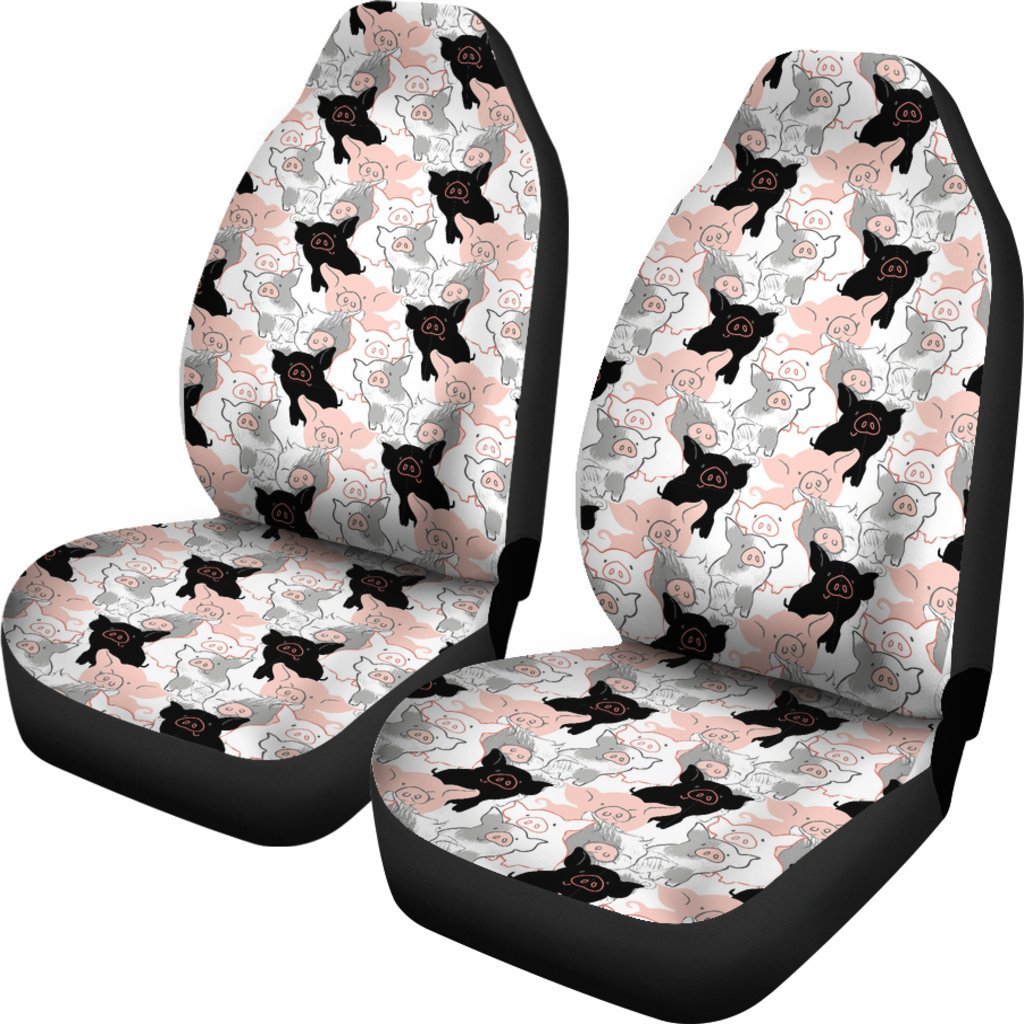 Pig Hand Drawn Pattern Print Universal Fit Car Seat Cover-grizzshop