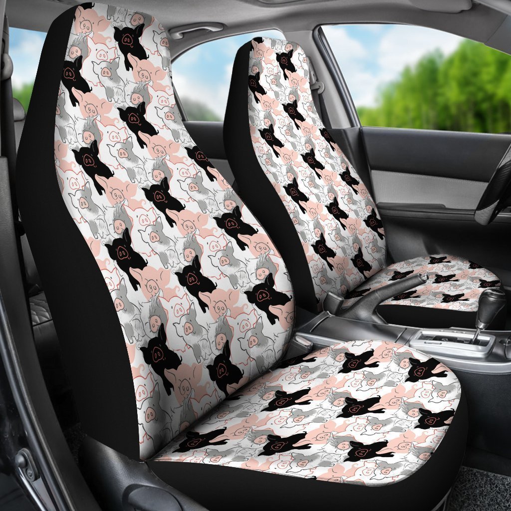 Pig Hand Drawn Pattern Print Universal Fit Car Seat Cover-grizzshop