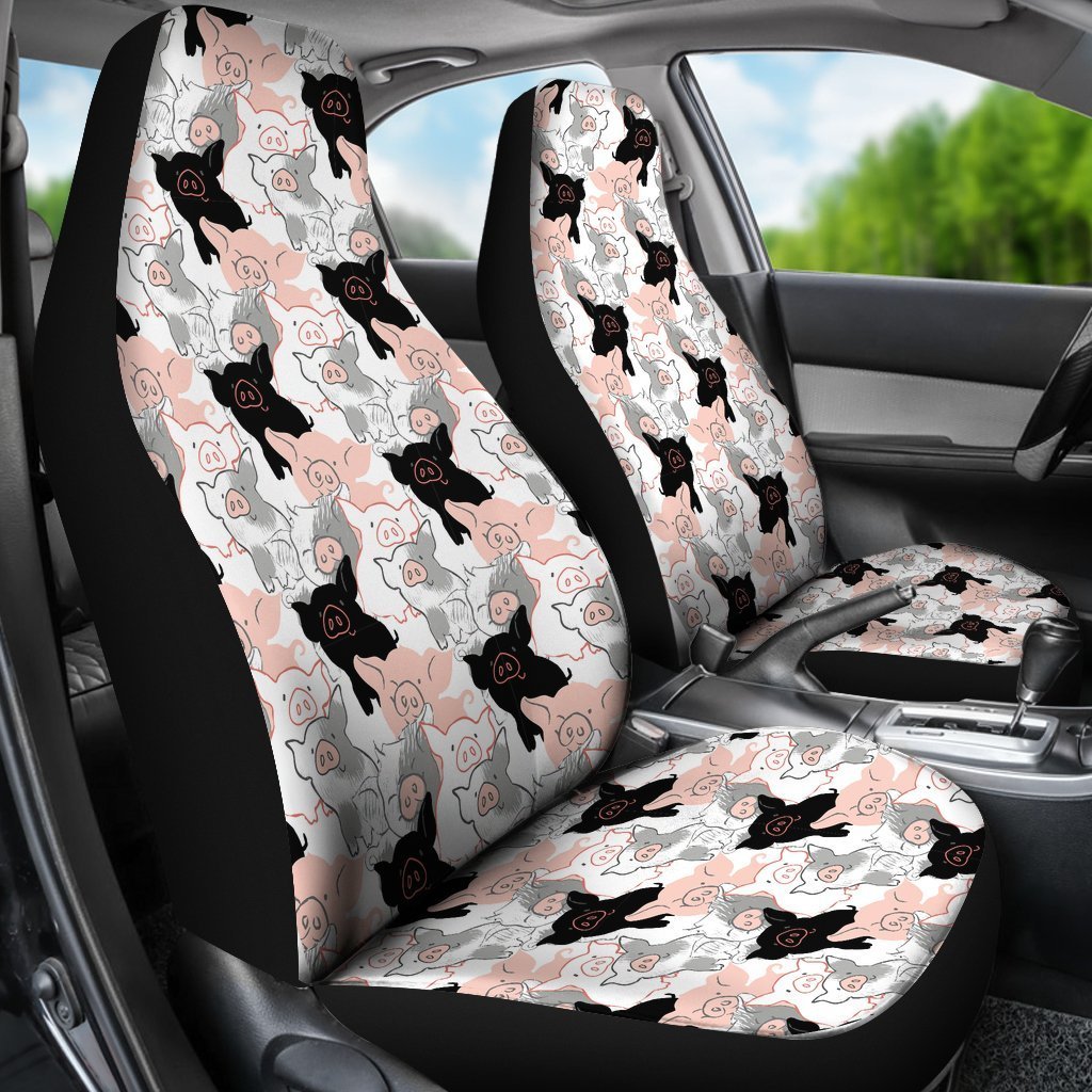 Pig Hand Drawn Pattern Print Universal Fit Car Seat Cover-grizzshop