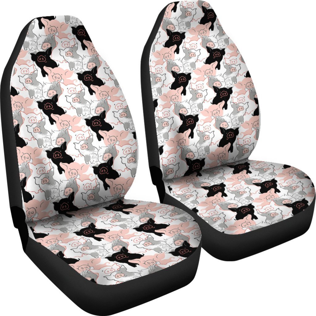 Pig Hand Drawn Pattern Print Universal Fit Car Seat Cover-grizzshop