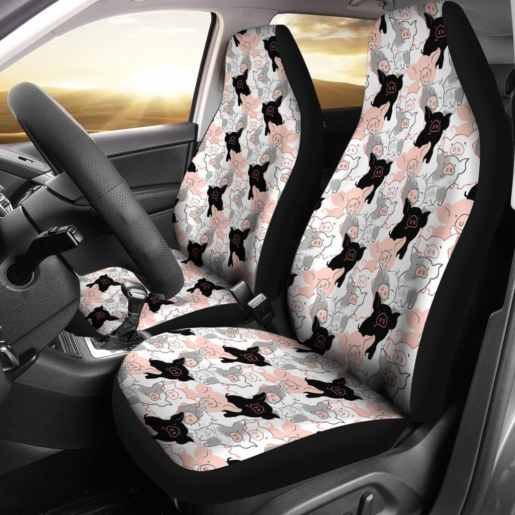 Pig Hand Drawn Pattern Print Universal Fit Car Seat Cover-grizzshop