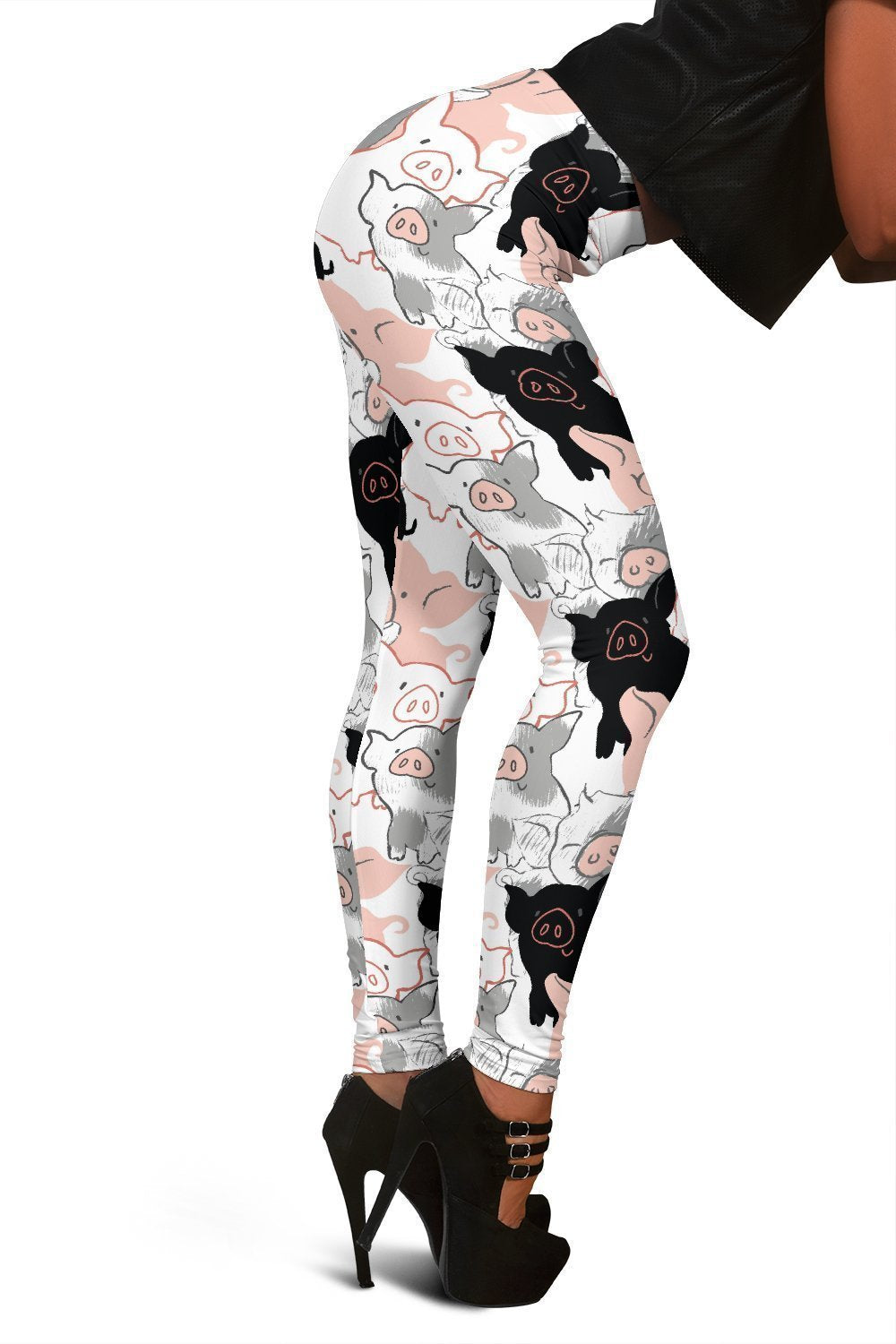 Pig Hand Drawn Pattern Print Women Leggings-grizzshop