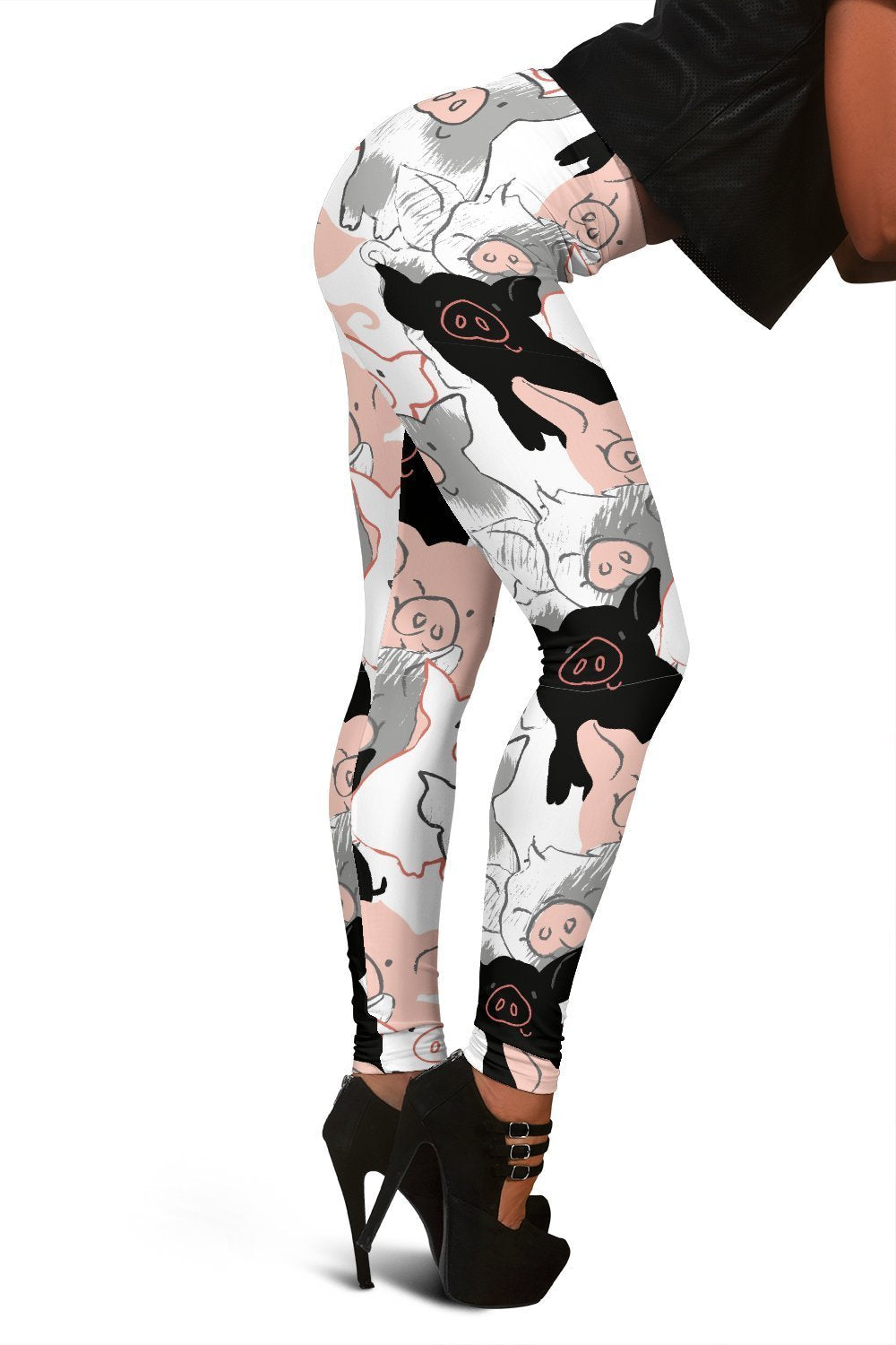 Pig Hand Drawn Pattern Print Women Leggings-grizzshop