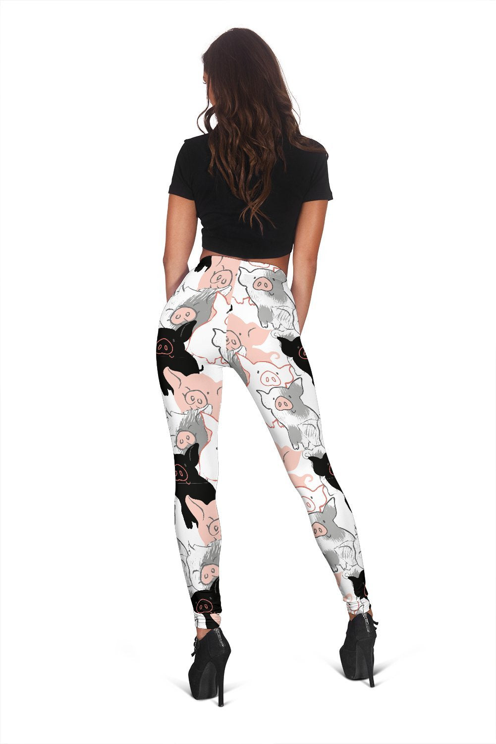 Pig Hand Drawn Pattern Print Women Leggings-grizzshop