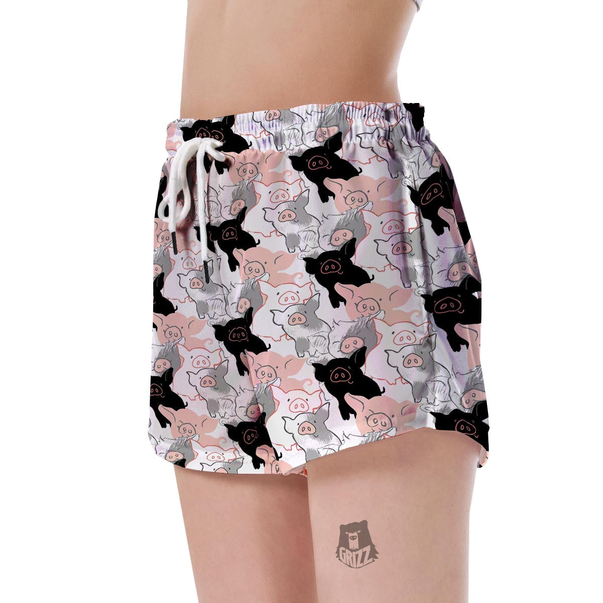 Pig Hand Drawn Pattern Print Women's Shorts-grizzshop