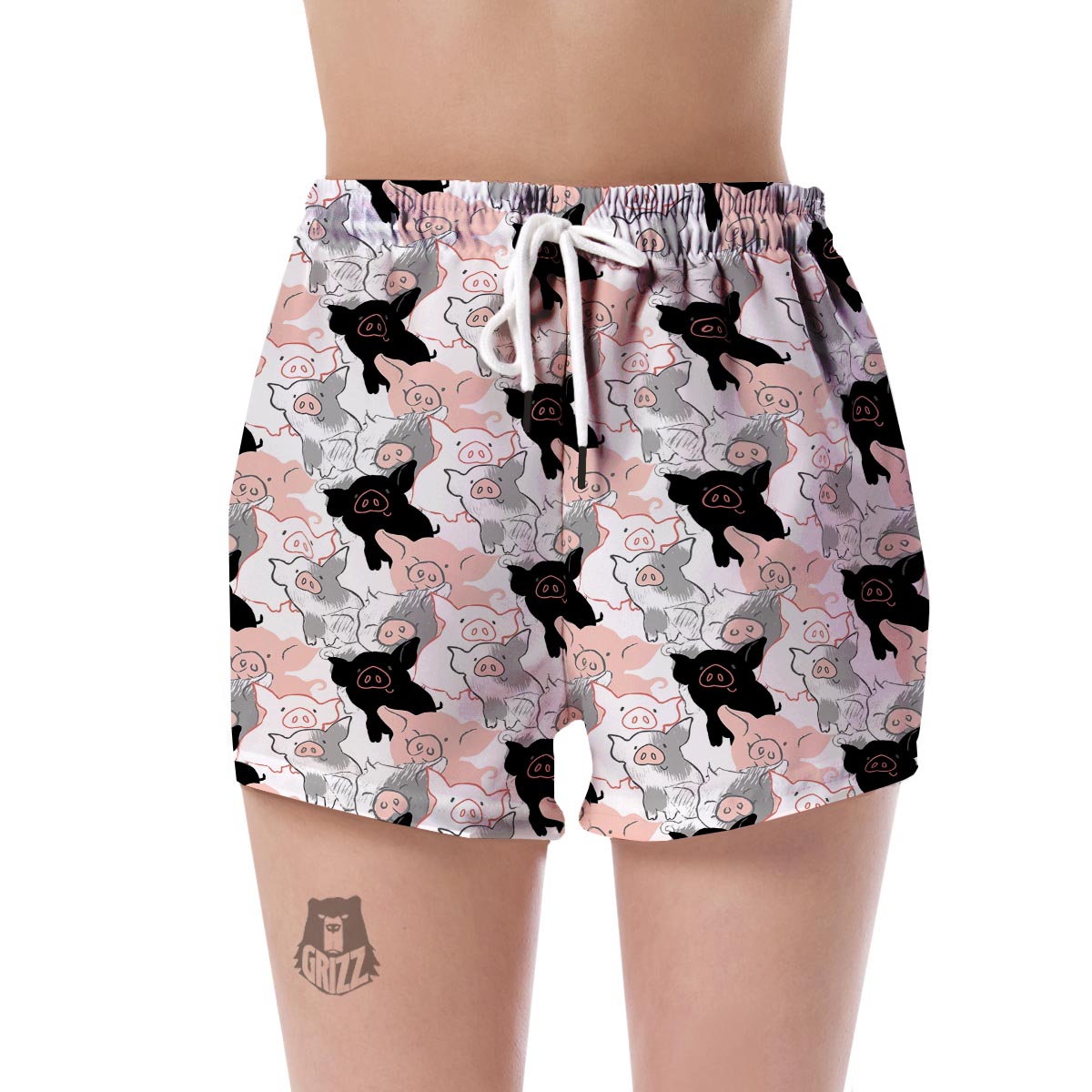 Pig Hand Drawn Pattern Print Women's Shorts-grizzshop