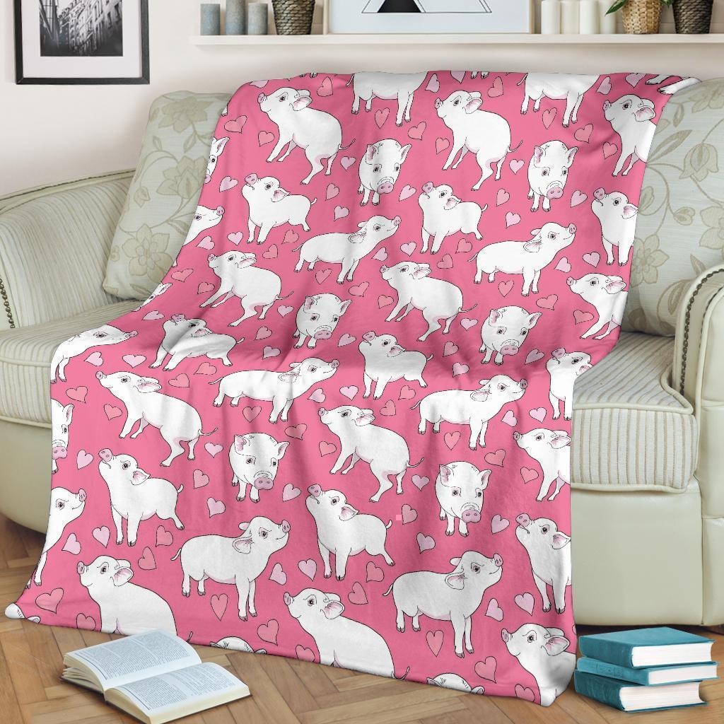 Pig Heart Pattern Print Blanket-grizzshop