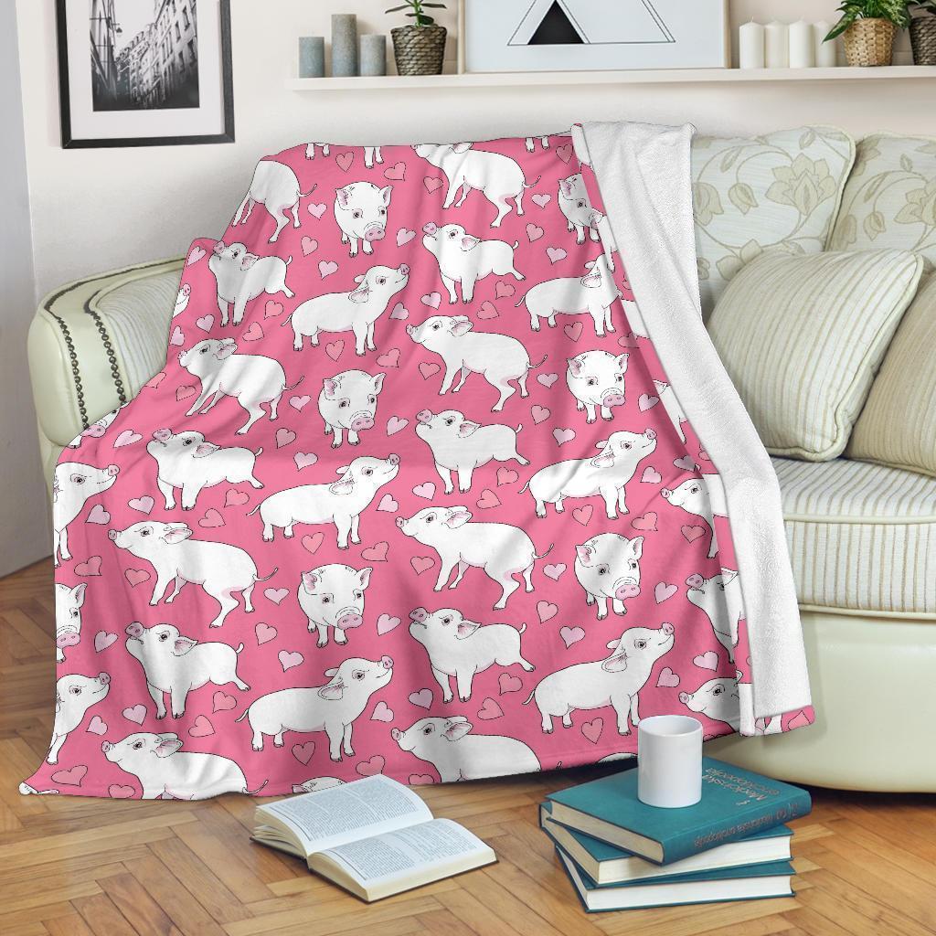 Pig Heart Pattern Print Blanket-grizzshop