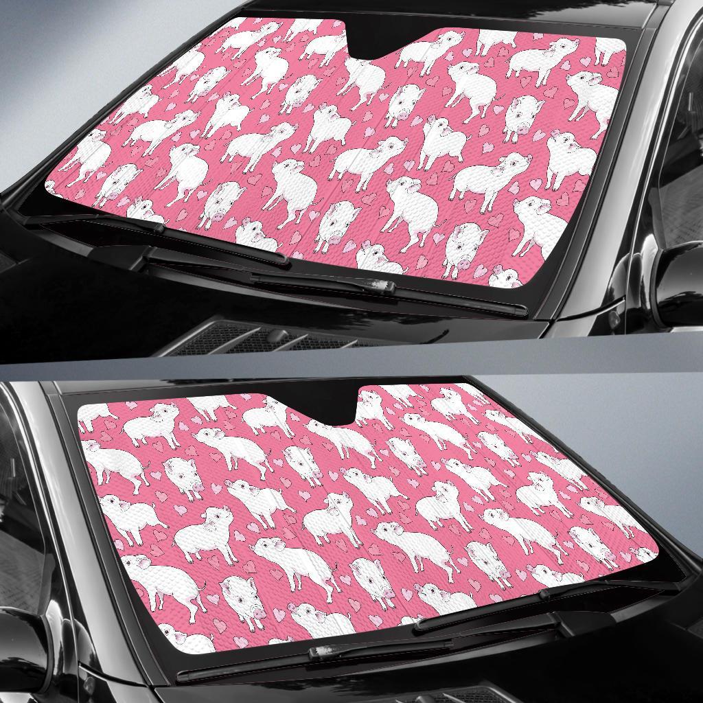 Pig Heart Pattern Print Car Sun Shade-grizzshop
